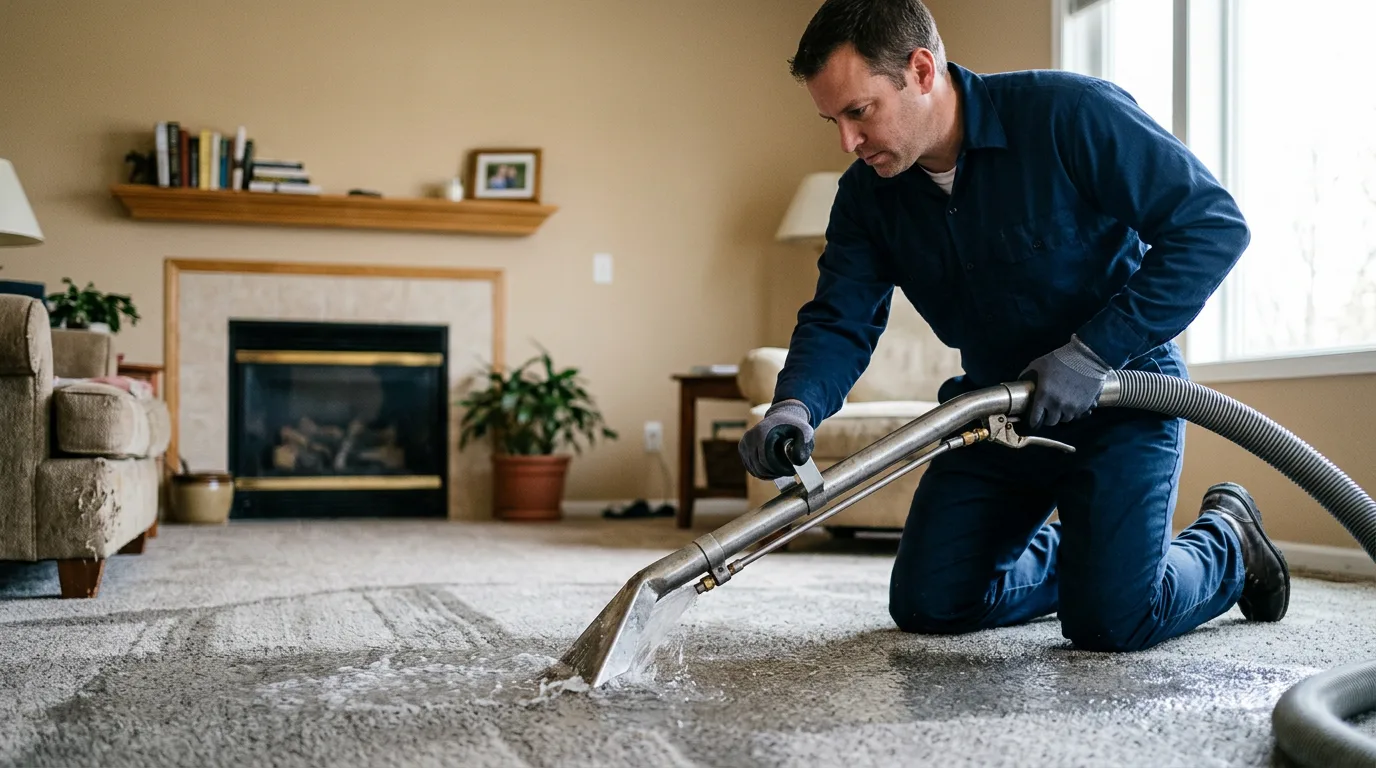 Water damage restoration technician working near Stirling, NJ